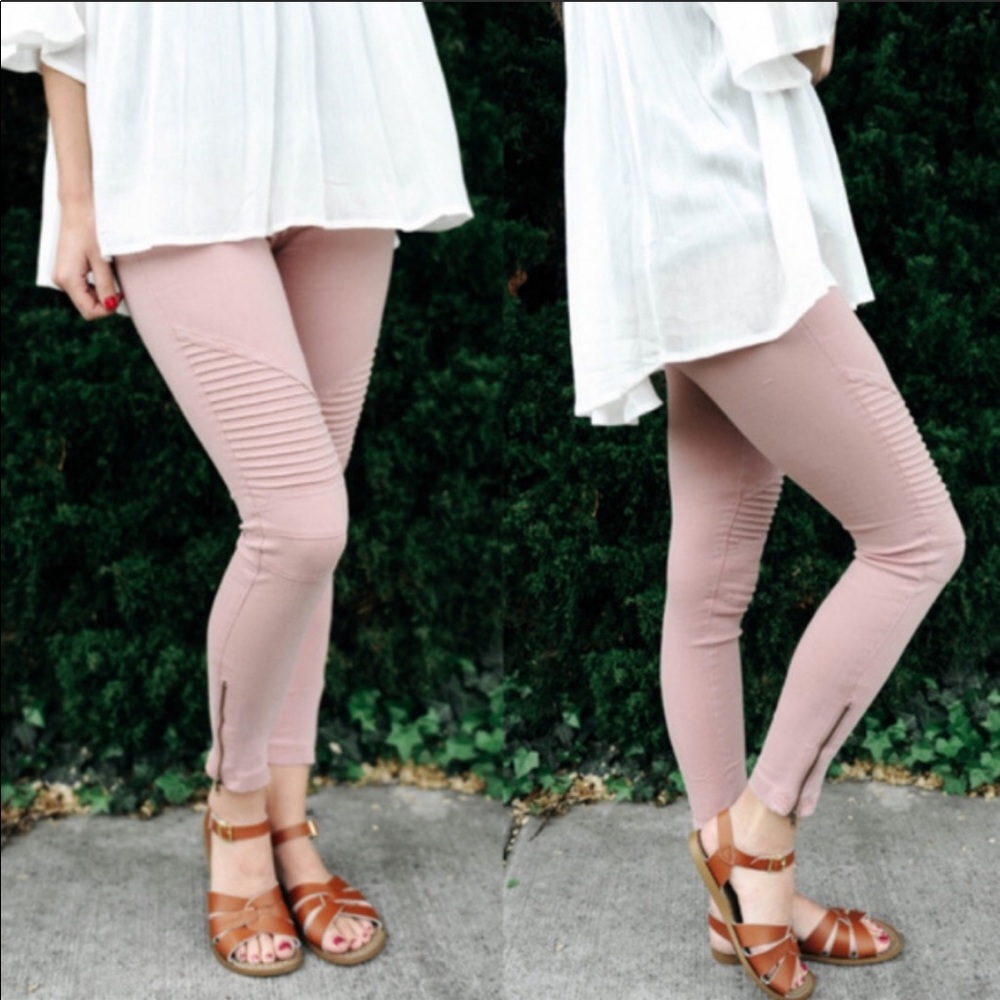 Stretchy Biker Leggings -BLUSH